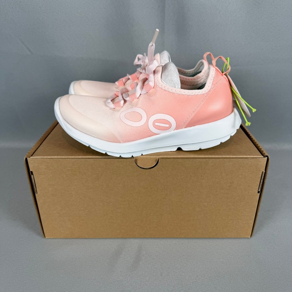 Oofos OOmg Sport LS Recovery Sneakers Womens 5 Pink Mutare White Lace-Up New NIB